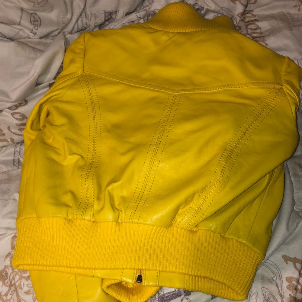 Knoles Carter lamb skin leather jacket in yellow